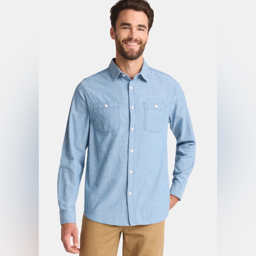GEORGE Mens Stonewashed Denim Look Shirt Size 2XL Poplin New
